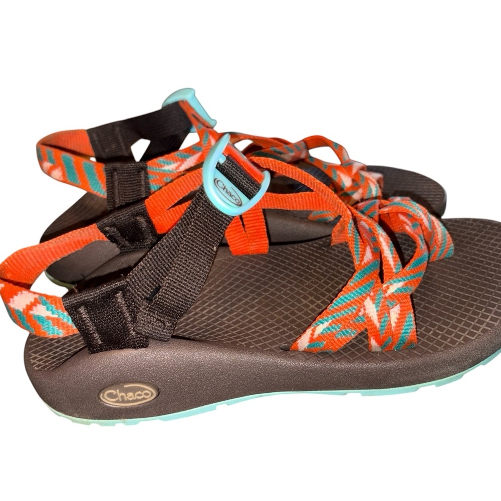 Chaco Orange and Turquoise Patterned Strappy Sandals